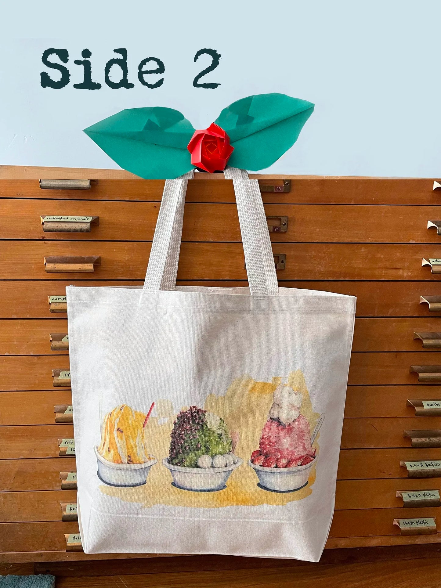 Shave Ice/Japanese Snacks - Cotton Canvas Tote Bag Large