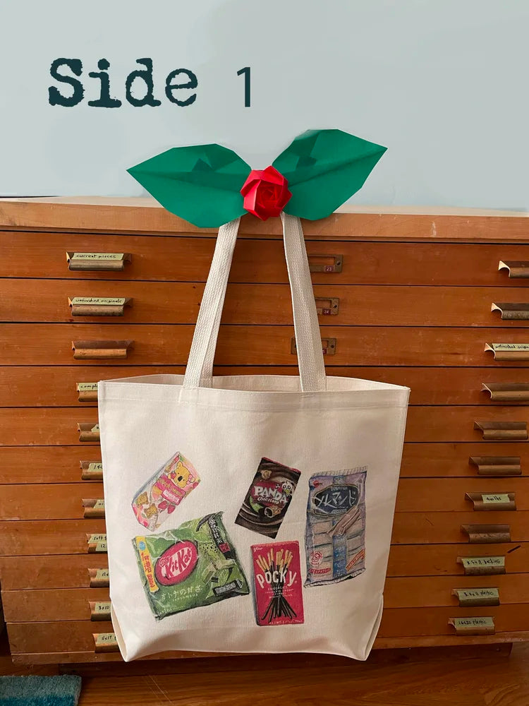 Shave Ice/Japanese Snacks - Cotton Canvas Tote Bag Large