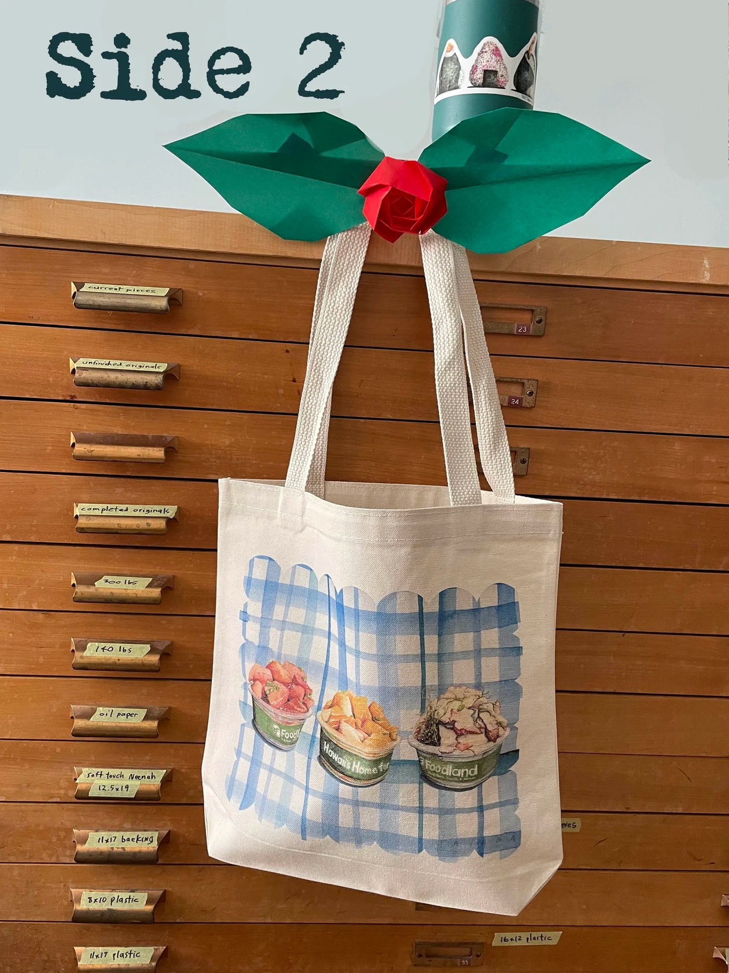 Pink Musubi/Onigiri & Foodland Pokes - Medium Canvas Heavy Duty Tote Bag